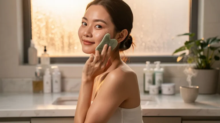 Découverte du gua sha de jade après deux mois d'utilisation pour une peau éclatante et hydratée