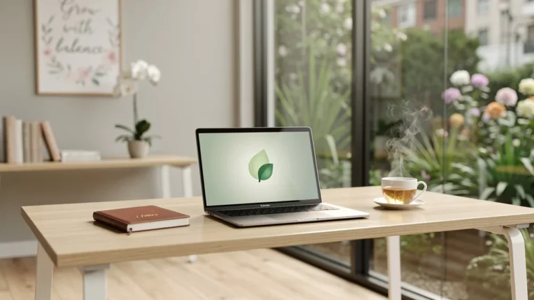 Bureau moderne lumineux reflétant l’expérience du groupe Rocher avec ambiance naturelle et bien-être