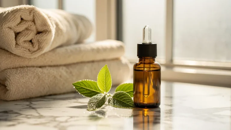 Femme 38 ans avec irritation cutanée tenace due à huile essentielle pure sur un bouton
